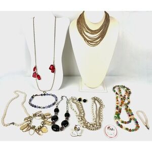 Vintage & Modern Lot of 13 Costume Jewelry Bracelets Pins Earrings Necklaces